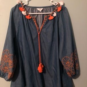 Crown & Ivy Blue Chambray Top